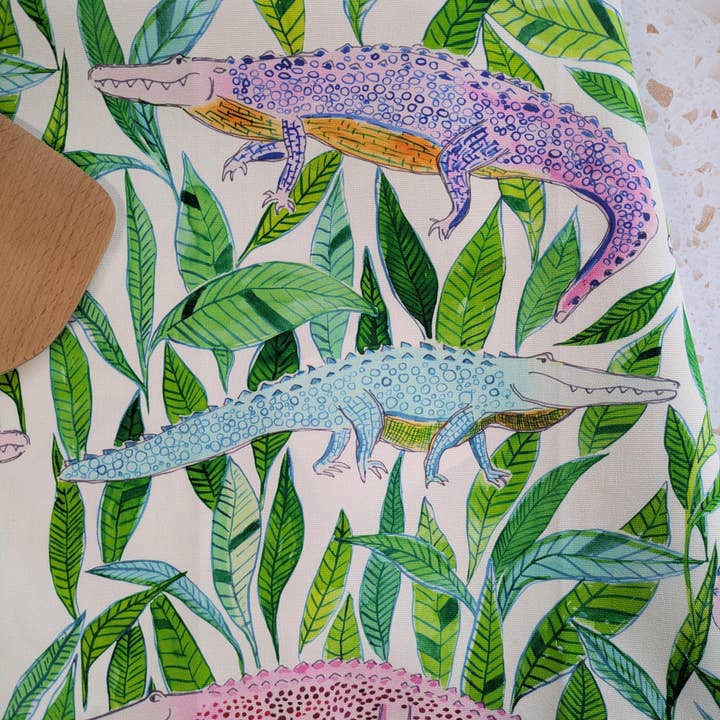 Natalie V. Mason - Wholesale Tea Towel - Dish Towel - Gators (white) - decorative tea towel2