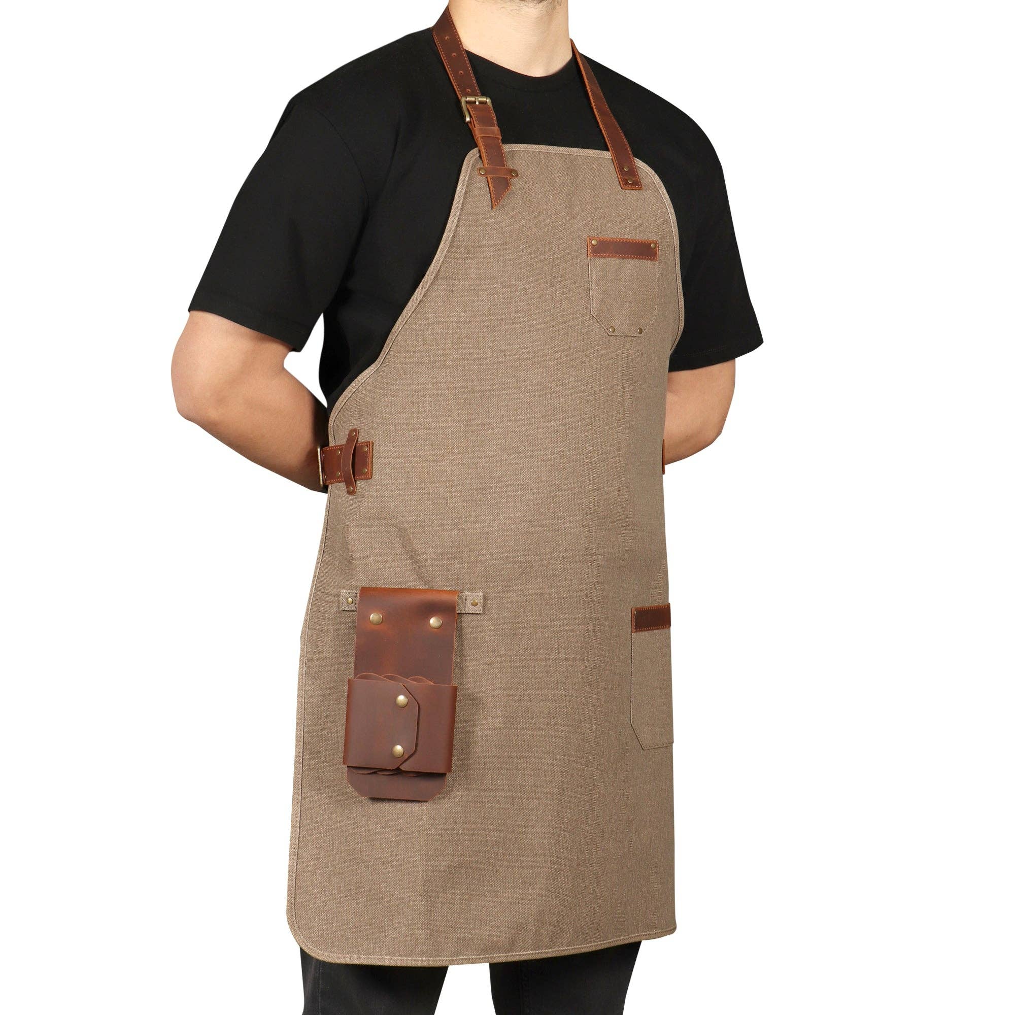 Londo - Wholesale Apron - Otto Angelino Personalized Canvas Cooking Apron, Working Apron with Customization, Workshop Apron with Pockets, Woodworking Apron with Tool Pockets20