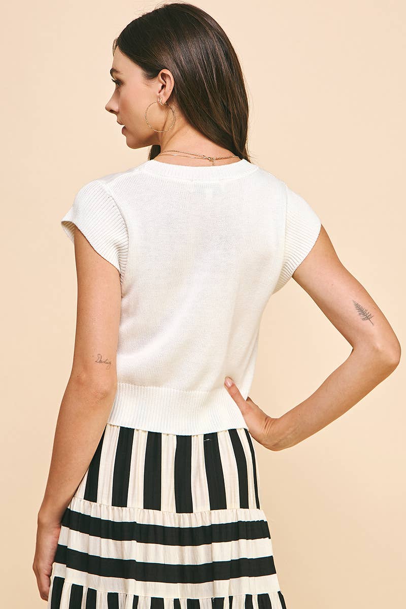 PINCH - Wholesale Knit Top - Women's - CAP SLEEVES KNIT TOP - 5425WT8