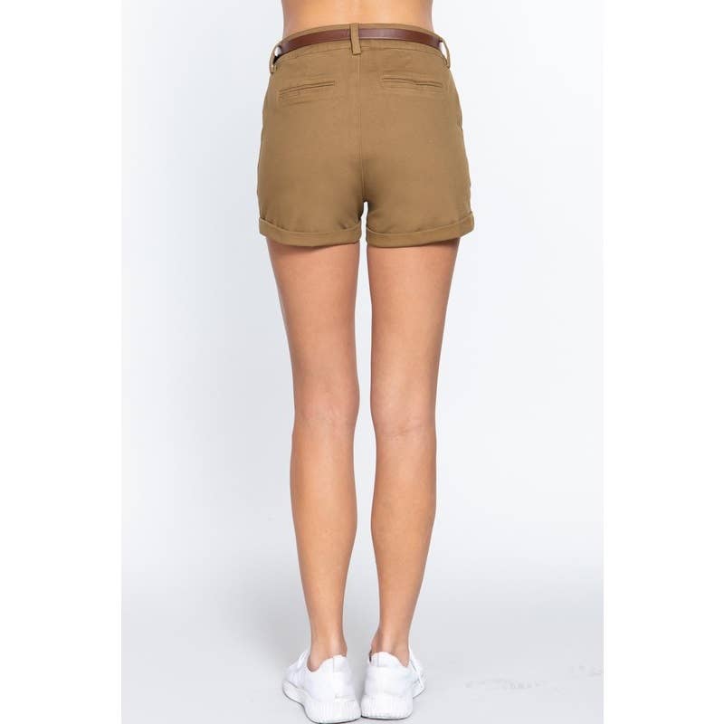 Paperdoll - Wholesale Shorts - Women's - COTTON-SPAN TWILL BELTED SHORT PANTS 6