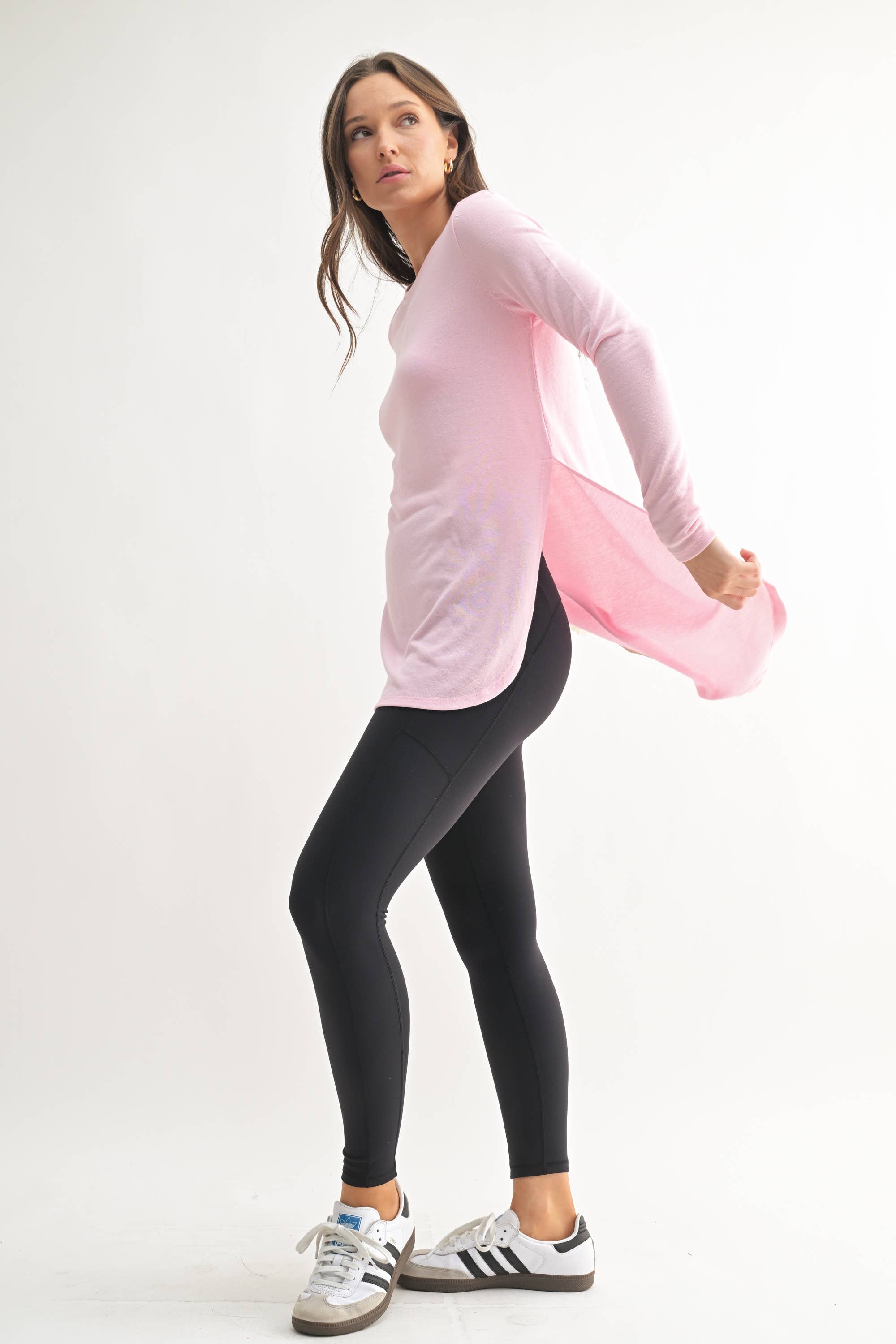 Mono B - Wholesale Tunic - Women's - Long Sleeve Flow Top with Side Slit12