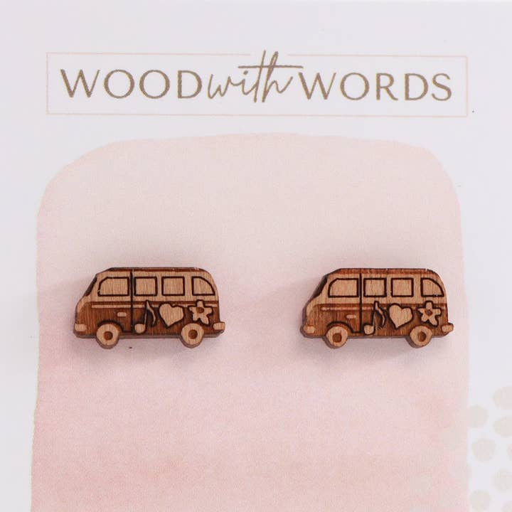 Combi trä Stud örhängen för wholesale av Wood With Words