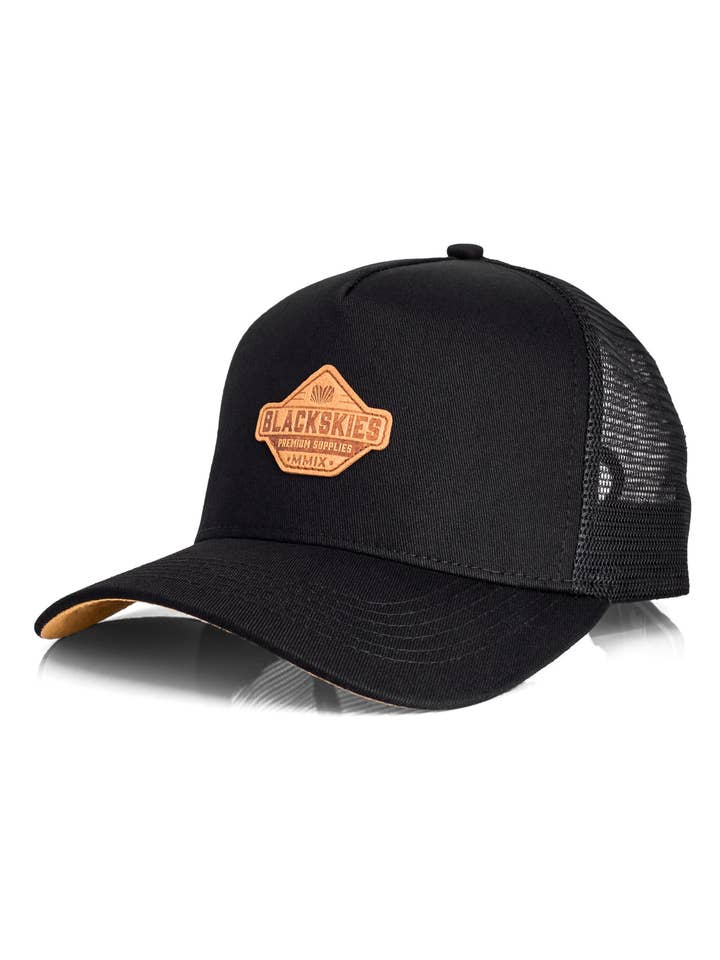Casquette Trucker Essentials Noir-Noir-Marron pour la vente par Blackskies