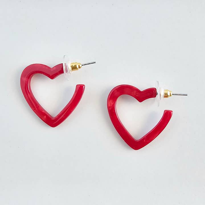 Mini Aros de Corazón - Rojo // Pendientes de San Valentín, Joyería para venta al por mayor de Spiffy & Splendid