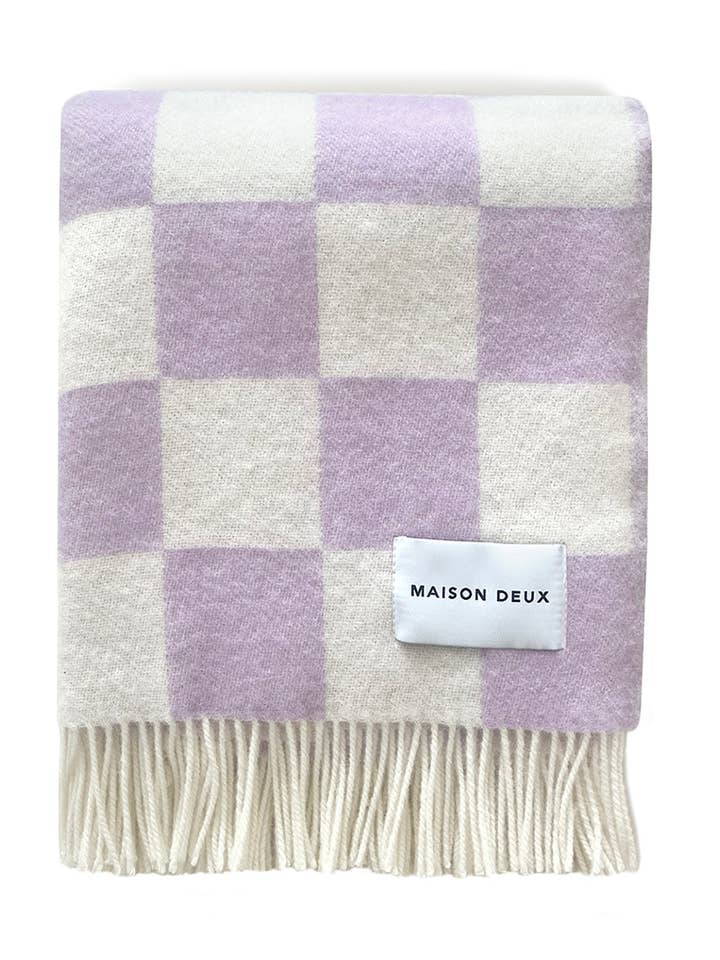 Blanket CHECKERBOARD Lilac / White 4.25 x 6.5 ft for wholesale by VICI Brands: Premier Design Kids Goods ๐