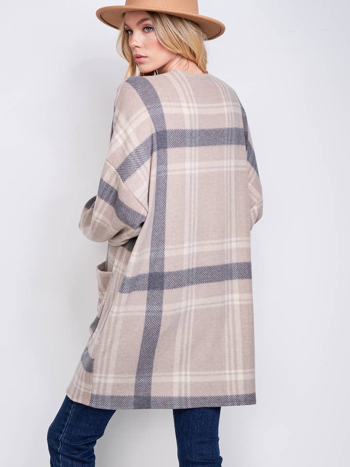 Phil Love - Wholesale Kimono - Women's - T872F02 - Preppy Plaid Loose-Fit Women's Kimono Cardigan32