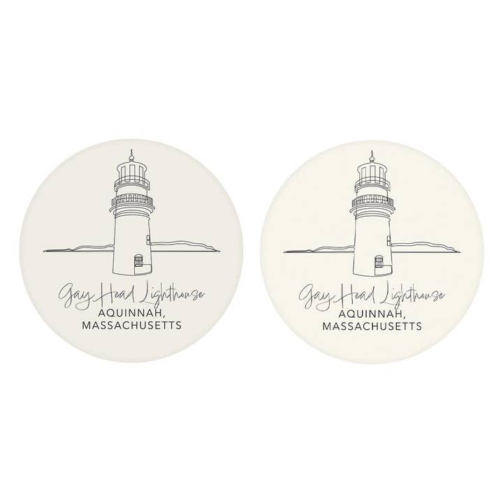 Gay Head Lighthouse | Absorbent Car Coasters | Set of 2 | Min 4 for wholesale by Love Local