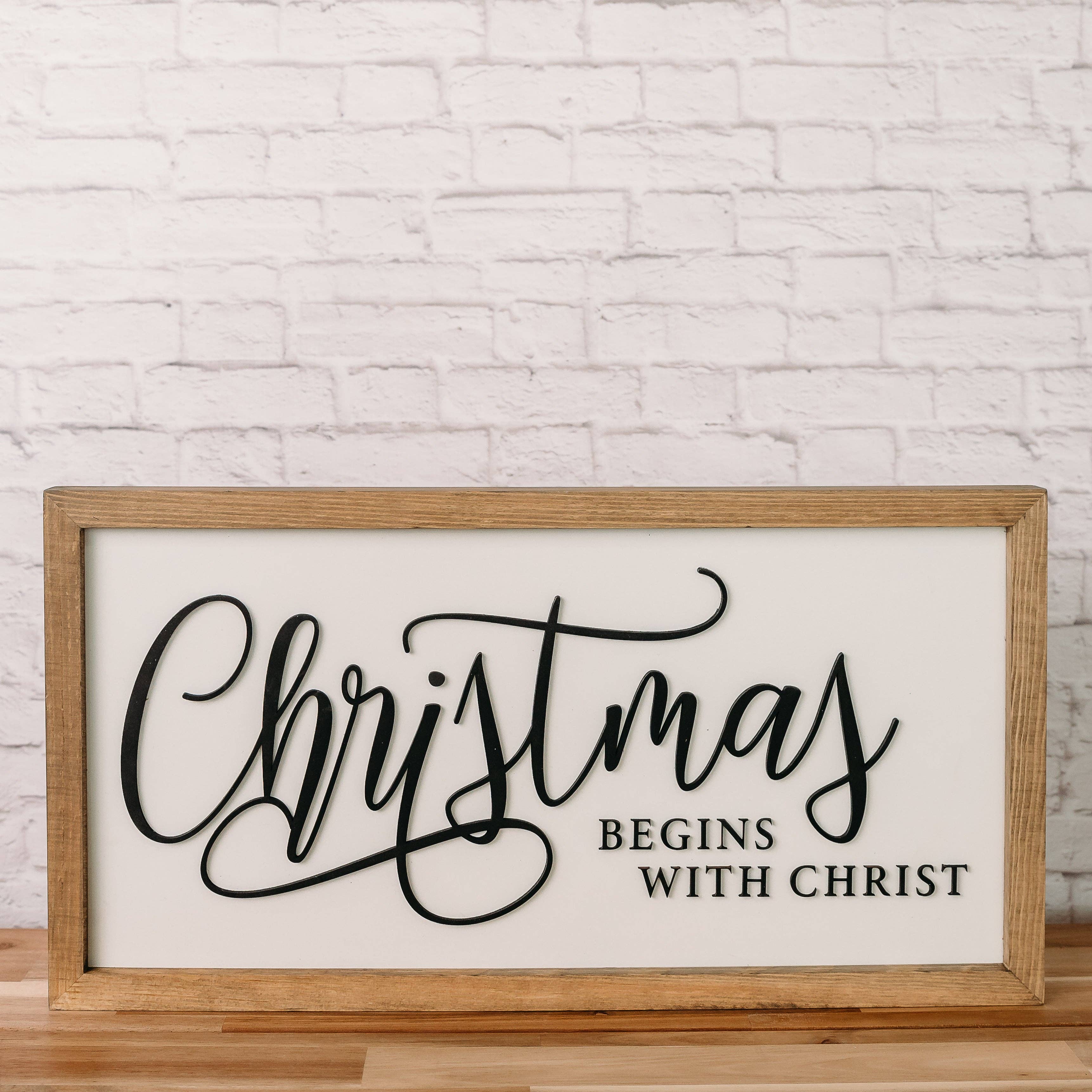 Nail and Hook Laser Cut Home Decor - Wholesale Sign - Christmas Begins With Christ I 11x21 I Wood Sign2