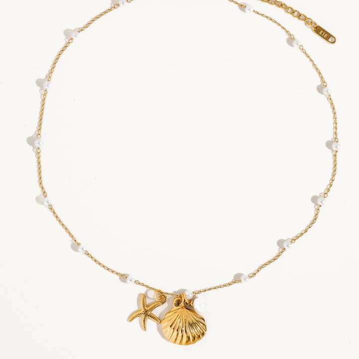 Capella 18K Gold Seashell Sea Star Pearl Necklace, Bracelet for wholesale on Faire2