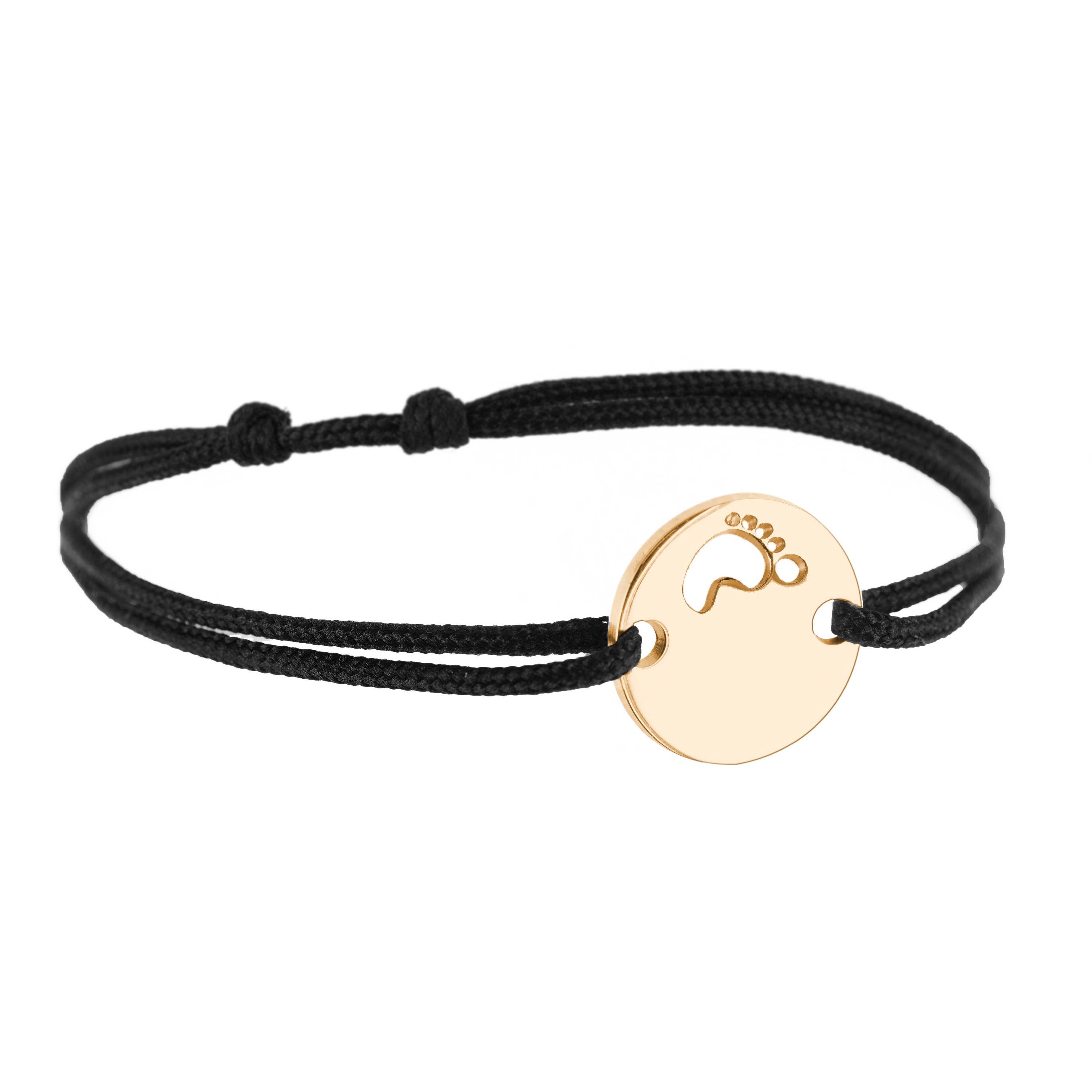 Bijoux Fabrication Française - Wholesale Individual Charm/Pendant - Round Medal Engravable Bracelet - Gold or Silver Foot Print3