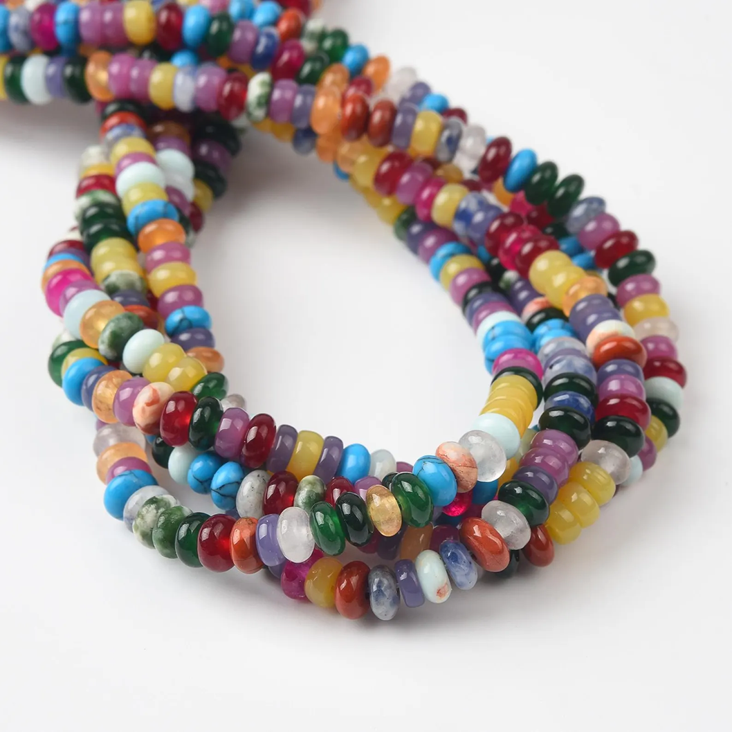 Beads Creation - Wholesale Beads - Mixed Stone Beads AAA Multicolor Rondelle Strand GRN5981