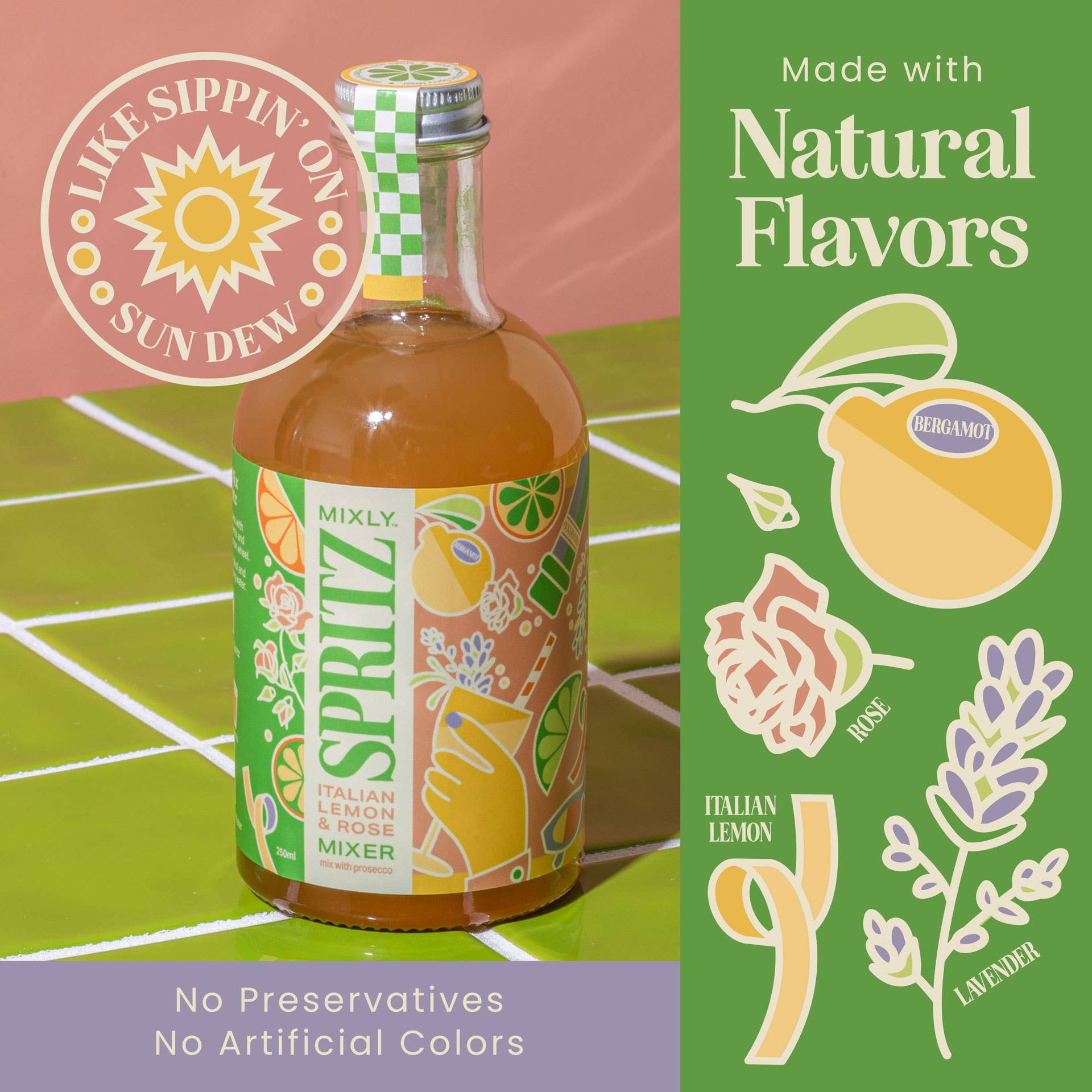 Mixly - Wholesale Cocktail Mix/Syrup - New! Italian Lemon & Rose Spritz Cocktail / Mocktail Mixer1