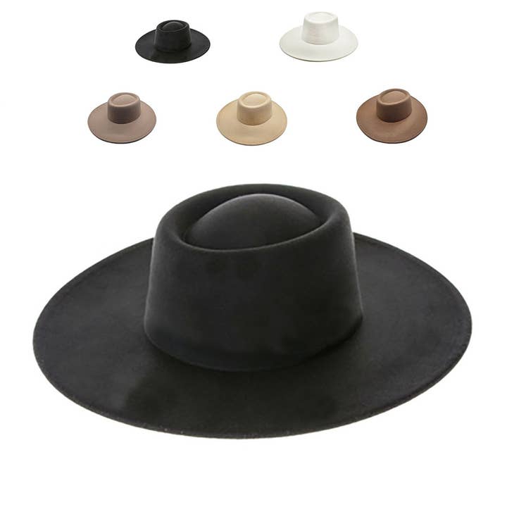 AdornWise - Wholesale Fedora - Women's - Vegan Felt Gambler Hat- Structured Wide Brim, Adjustable Fit