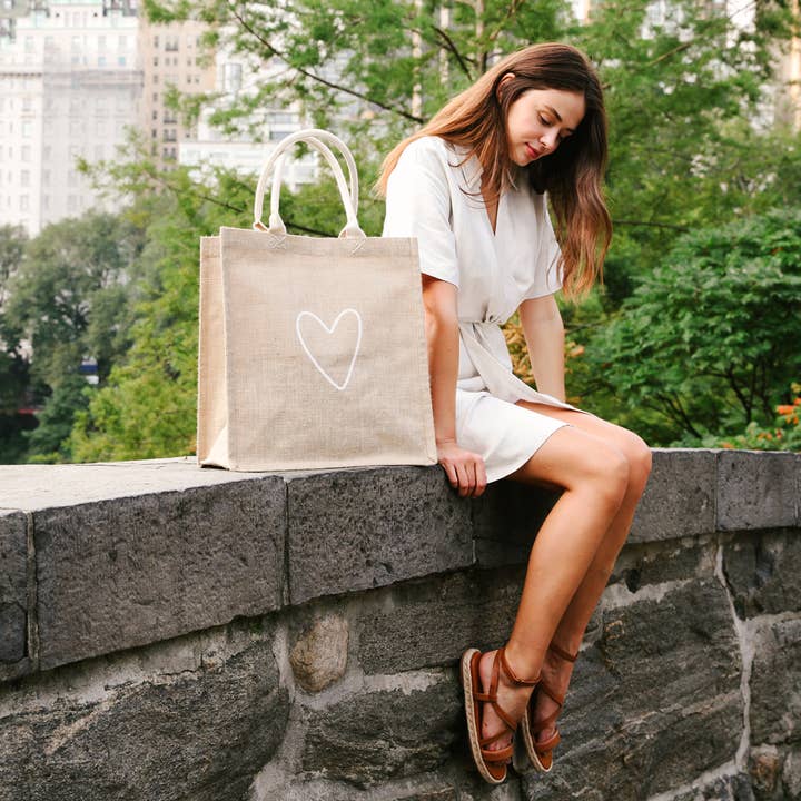 KORISSA - Wholesale Tote Bag - Women's - Handmade Burlap Jute • Canvas Tote • Market Bag - Love2