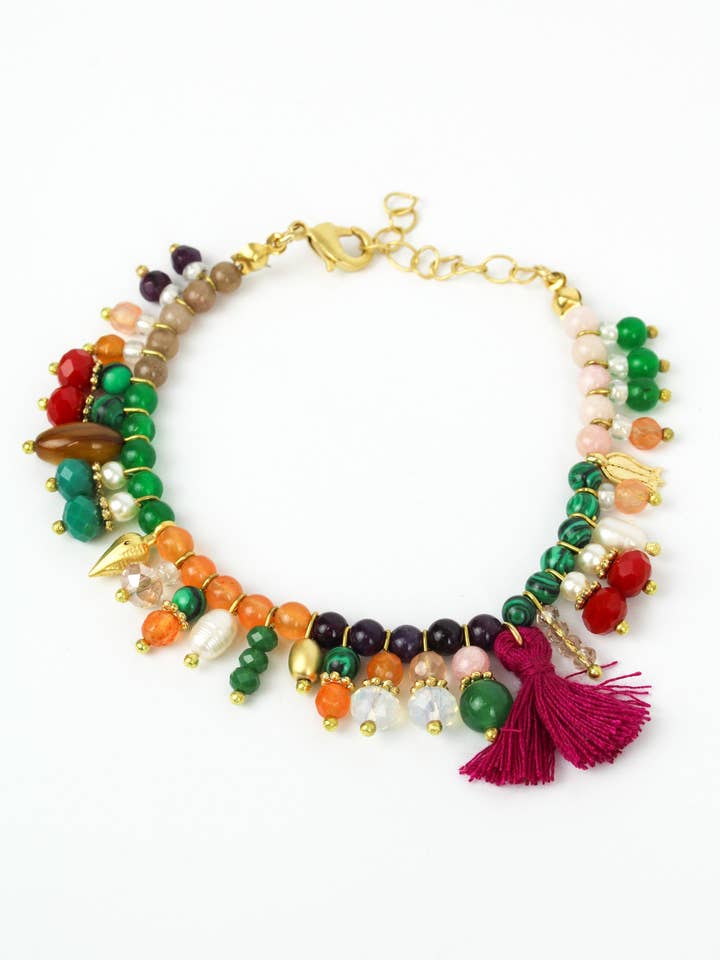 MULTI-BEADED CHARM & TASSEL BRACELET for wholesale by My Doris
