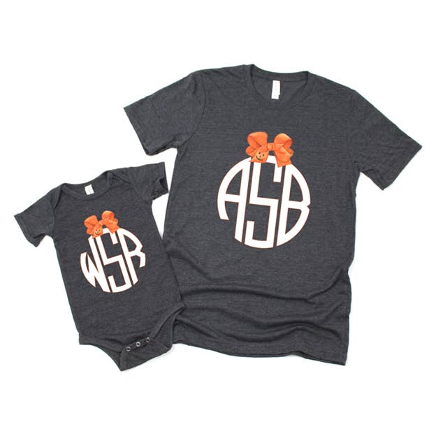 Monogram Halloween tee adult or kids for wholesale by Gabriel Clothing Co