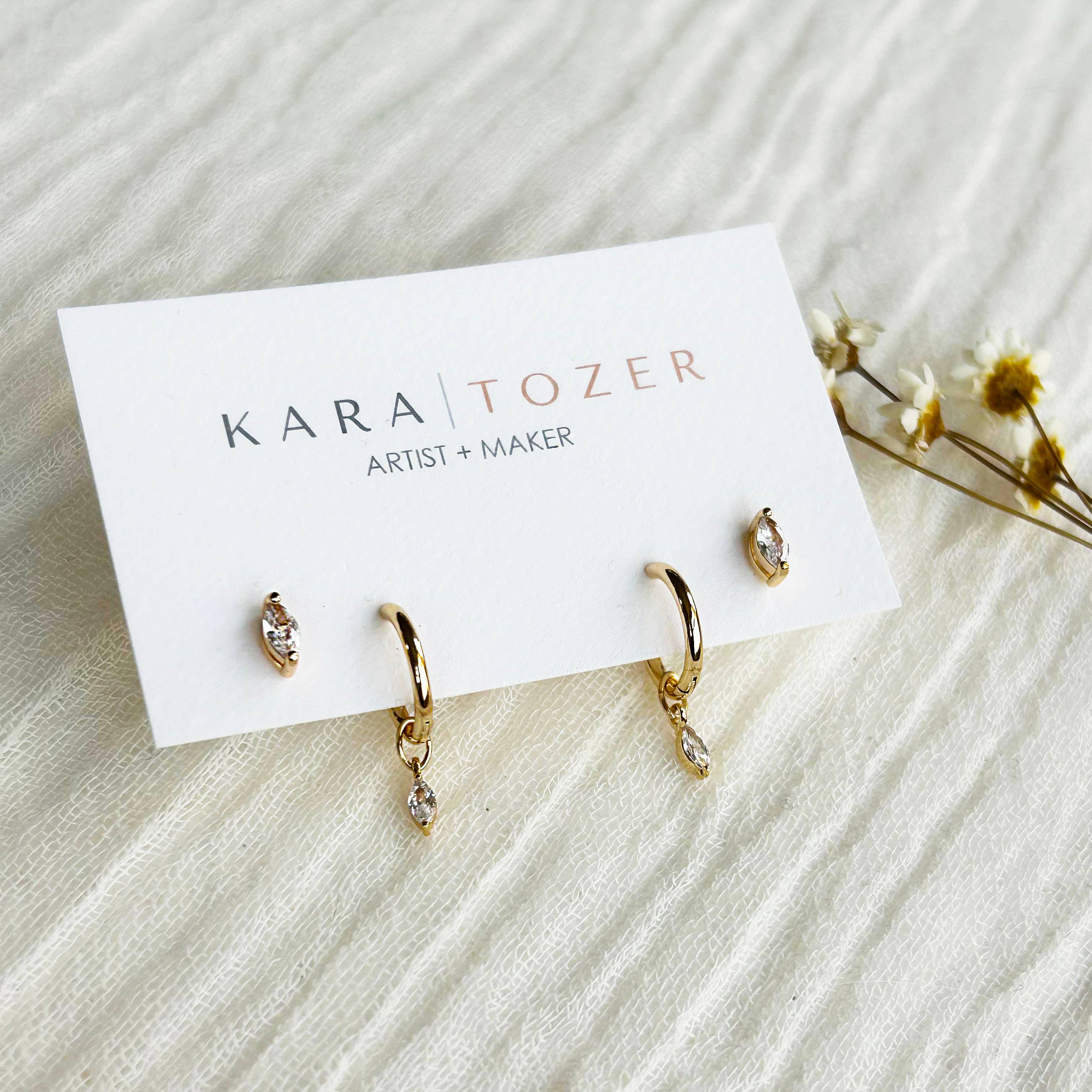 KARA | TOZER - Wholesale Hoop Earrings - Marquise Hoop Stacking Set #42