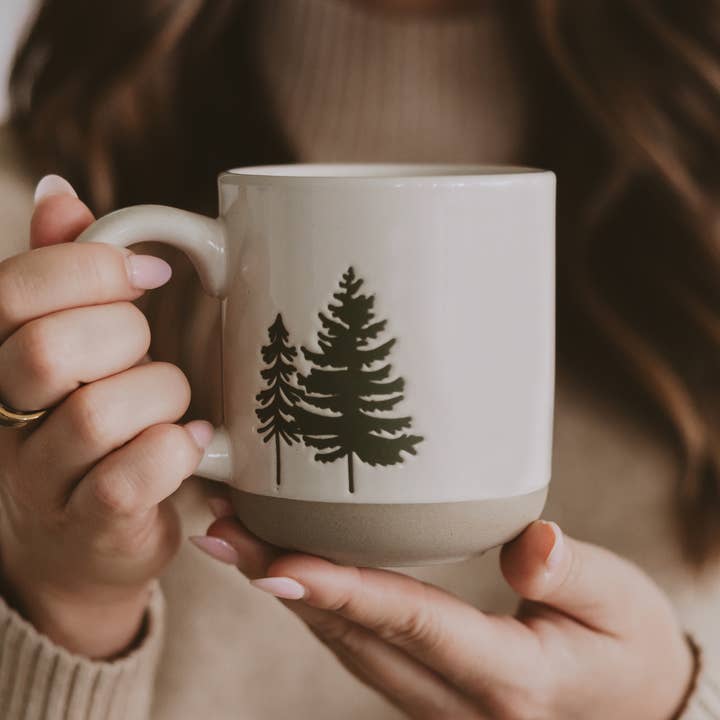 Sweet Water Decor - Wholesale Coffee Mug - *NEW* Green Trees Stoneware Coffee Mug - Christmas Decor1