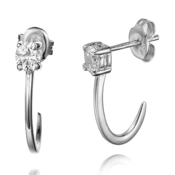 Long earrings/zirconia hoop - zirconia 4mm - for wholesale by Buganto