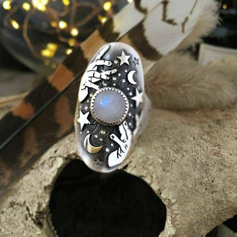 Silver Punk Sun Moon Stylish Crafted Ring for wholesale on Faire2