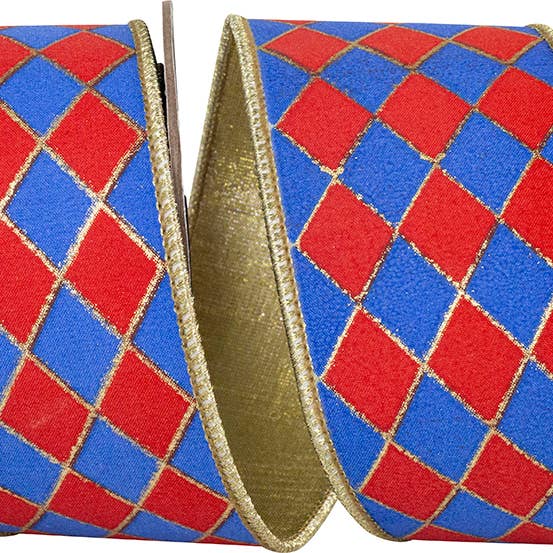 Diamond Elite Metallic Outline Deluxe Wired Edge Red/Royal for wholesale by RELIANT RIBBON