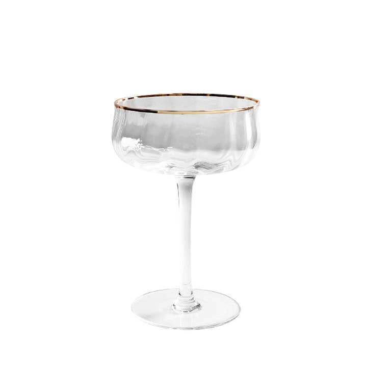 “Petal” Coupé Crystal Glass with Gold Rim for wholesale by TUTU Home