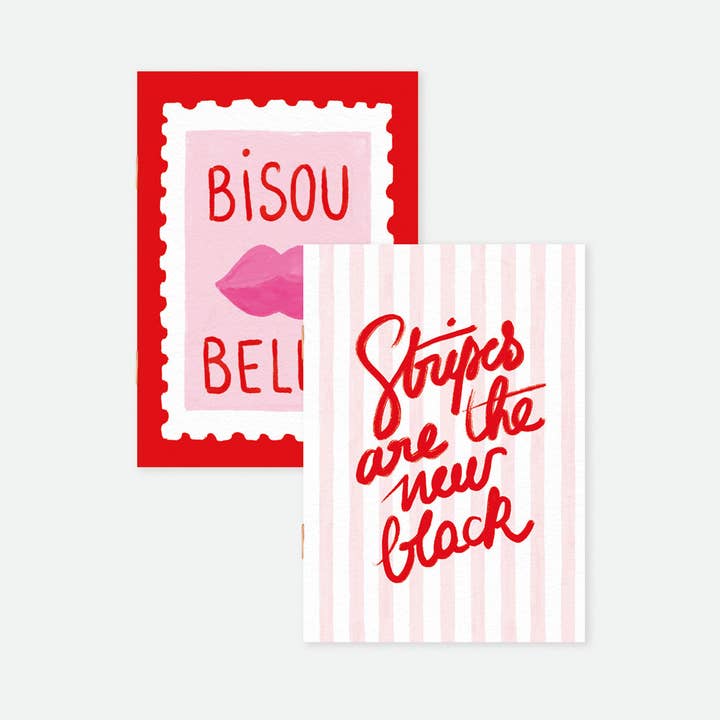 Duo Bisous Bella Stripes - Cuaderno de Bolsillo A6 DUO para venta al por mayor de ALL THE WAYS TO SAY - Europe