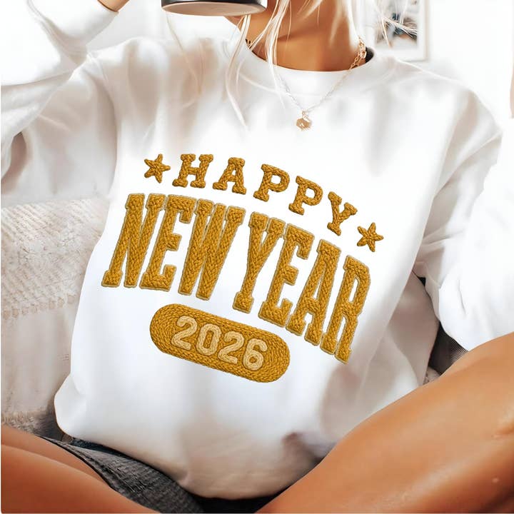 DLT Ecommerce - Wholesale T-Shirt (Graphic) - Women's - Happy New Year 2026 Tee, Faux yarn new year 2026 Sweatshirt1