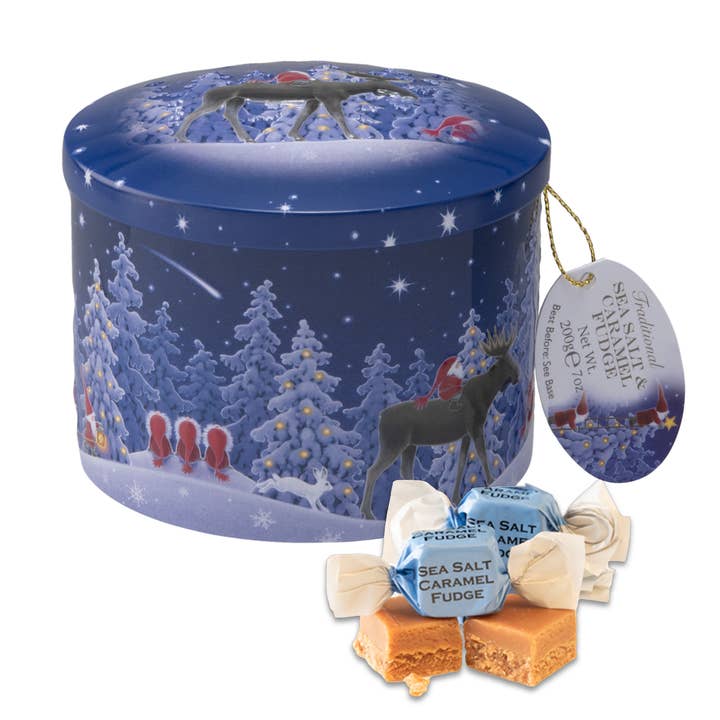 Nordic Nights Sea Salt Fudge Caramels Tin for wholesale by Gardiners Handmade Confectionery