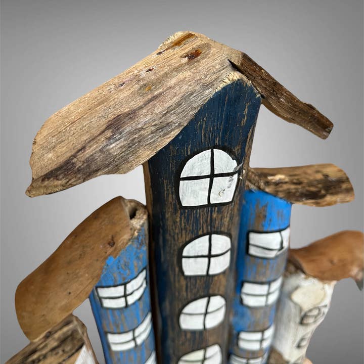 Batik Indah - Wholesale Wall Hook - Painted wood abstract key holder - hanging house from Bali. 3