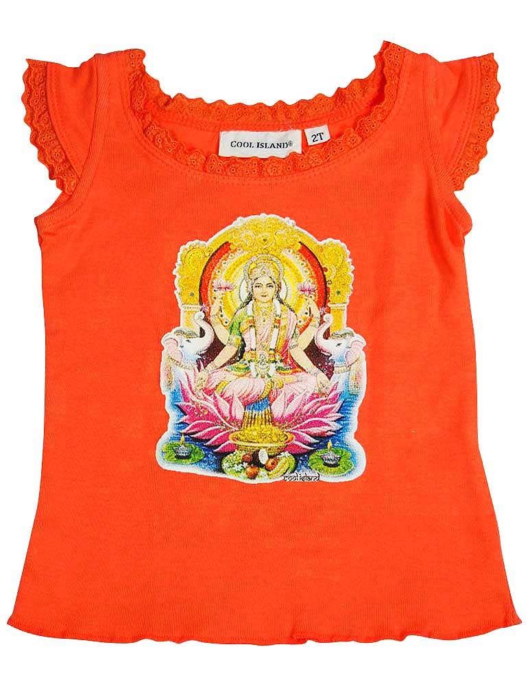Eastern Off Price - Wholesale Screen Printed T-Shirt - Kids - Cool Island Girls Cotton Short Cap Sleeve T-shirt Hindu Godd0