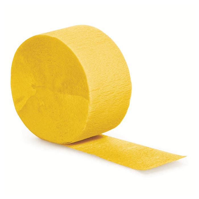 School Bus Yellow Crepe Streamer 81 ft, 1/Pkg for wholesale by Bulk Party Decor