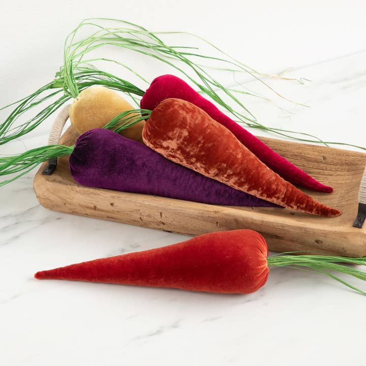 Your Heart's Content – wholesale Decorative tabletop object – Velvet Carrots, Harvest Lush Colors, Unique Wall Hanging8