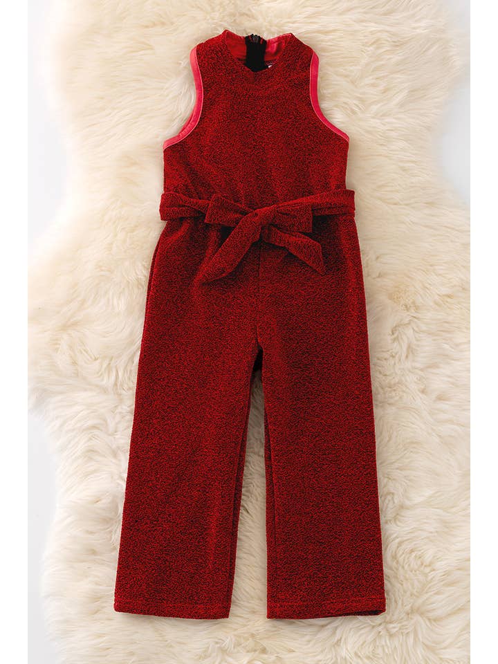 Kids Charm Online - Vente Combishort – enfant - Combinaison rouge scintillante avec fermeture éclair au dos. PNG50032 AMY