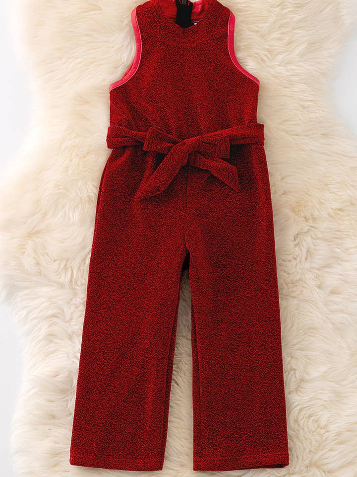 Kids Charm Online - Wholesale Romper - Kids - Red shimmery jumpsuit with back zipper. PNG50032 AMY0