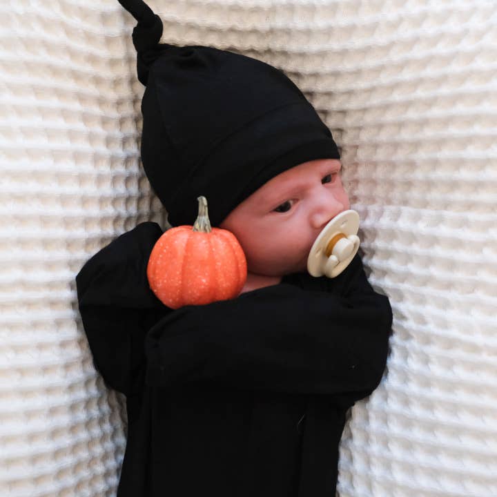 Black Bamboo Viscose Newborn Gown for wholesale by Pookie Baby