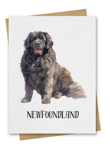 Watercolour Newfoundland Dog Card Includes Kraft Envelope for wholesale by Paper Kuts