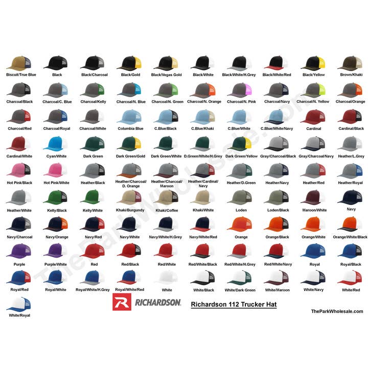 The Park Wholesale - Wholesale Trucker Hat - Unisex - Richardson 112 Classic Premium Trucker Hat, Snapback Cap