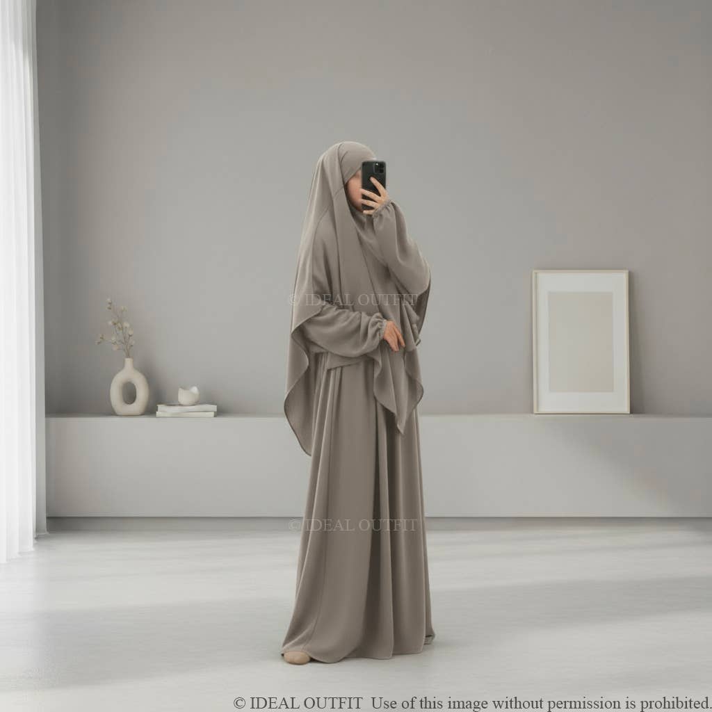 IDEAL OUTFIT - Wholesale Kaftan - Dames - 2-delige khimar en abaya set in jazzstijl ref:e2326+2501jazz2