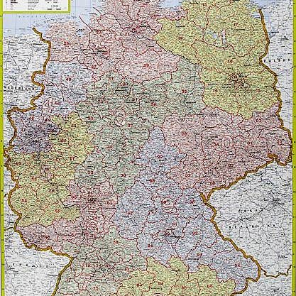 Map Marketing Limited - Wholesale Map - Germany Postcode Wall Map - Laminated or Framed