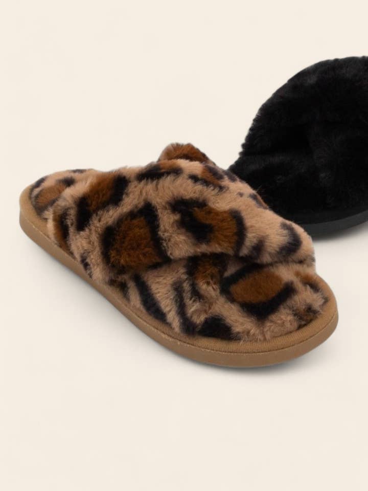 GOLLIE-02 LEOPARD FUR SLIPPER for wholesale on Faire