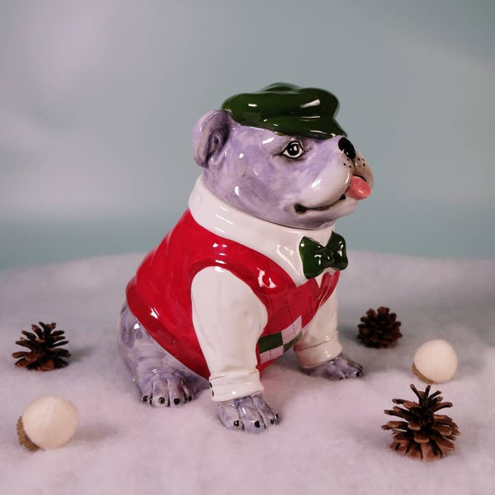 Blue Sky Clayworks - Wholesale Pet treat jar – Dog - CHRISTMAS SWEATER DOG TREAT JAR2
