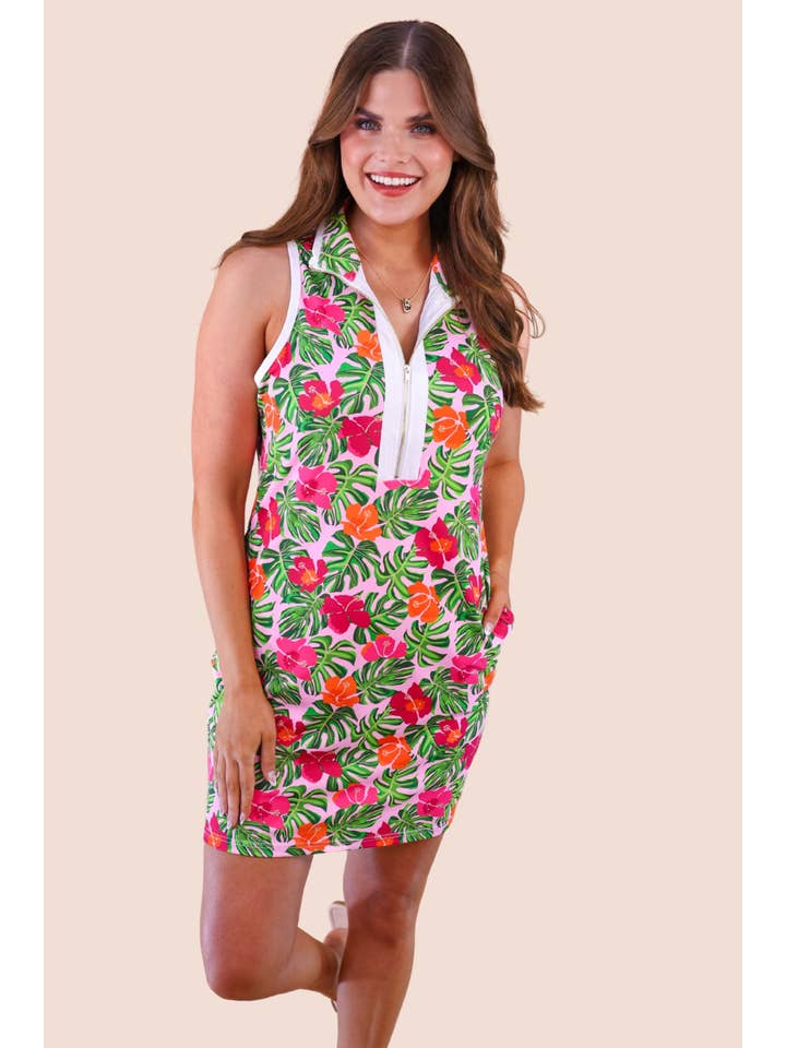 Everyday Zipper Dress, Pink Tropical for wholesale on Faire5