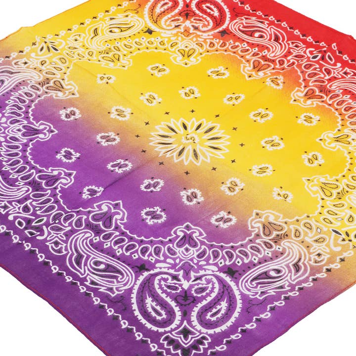 AS SHOWN Paisley Sunset Ombre Gradient Cotton Bandana for wholesale on Faire2