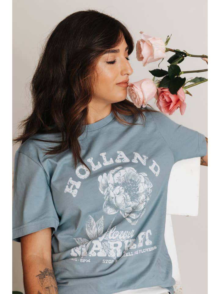 Crowned Free - Wholesale Screen Printed T-Shirt - Women's - Holland Flower Market Tee4