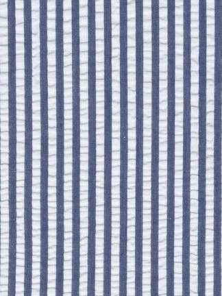 Navy Blue Seersucker Stripe in Cotton - Custom Made Fitted Sheet for wholesale by Wendy Anne