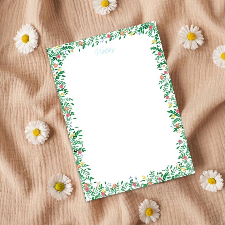 Blocco note A6 vuoto con bordo a foglia per la vendita all'ingrosso da parte di Little Fish Stationery