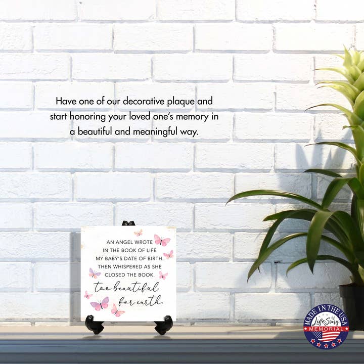 LifeSong Milestones - Wholesale Plaque - Too Beautiful for Earth Baby Memorial Gift Plaque