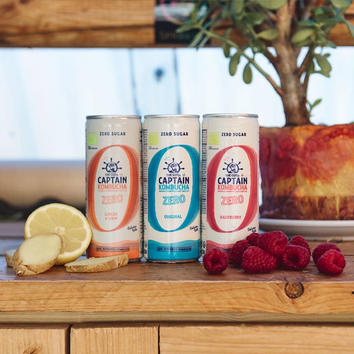 The GUTsy Captain Company - Venta al por mayor Kombucha - GUTsy Captain Kombucha Zero Frambuesa Lata 20x250mL