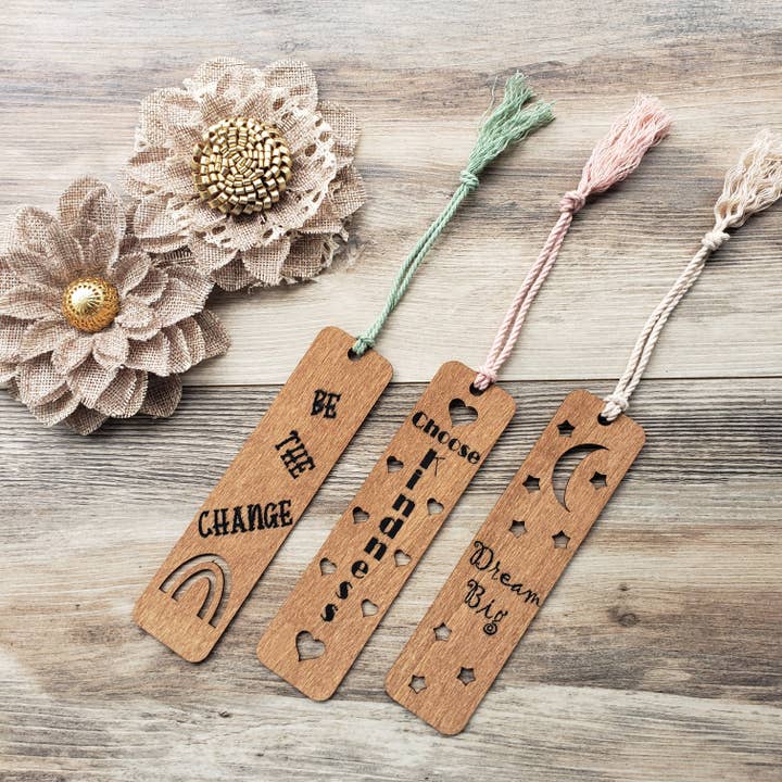 Dark stain laser cut bookmarks for wholesale by Gone Rogue Boutique